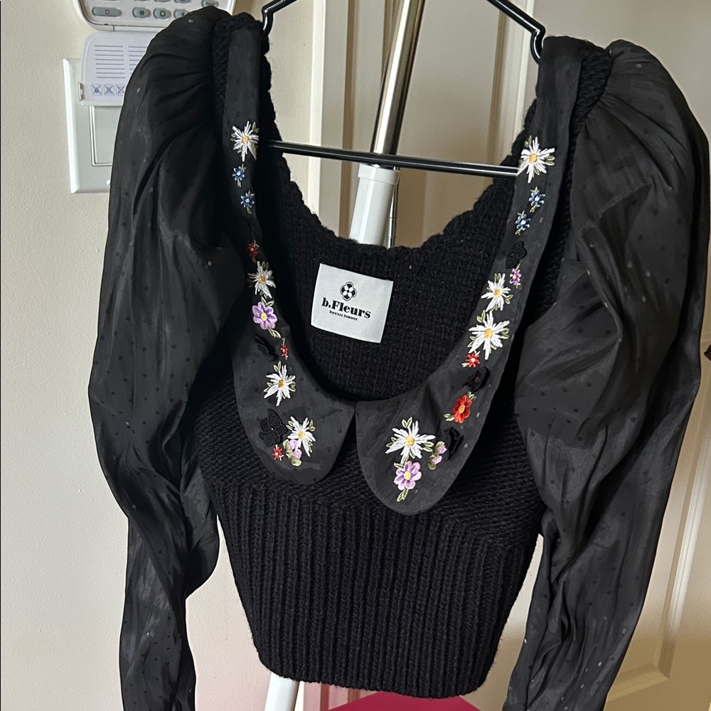 Black Embroidered Women's Blouse
